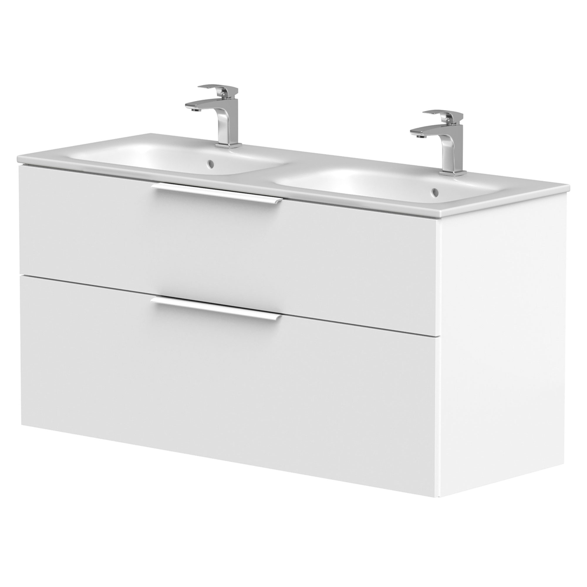 Dobbelt Servantskap Velira Hvit Matt 120 cm med Handfat Hvit & Håndtaken Hvit