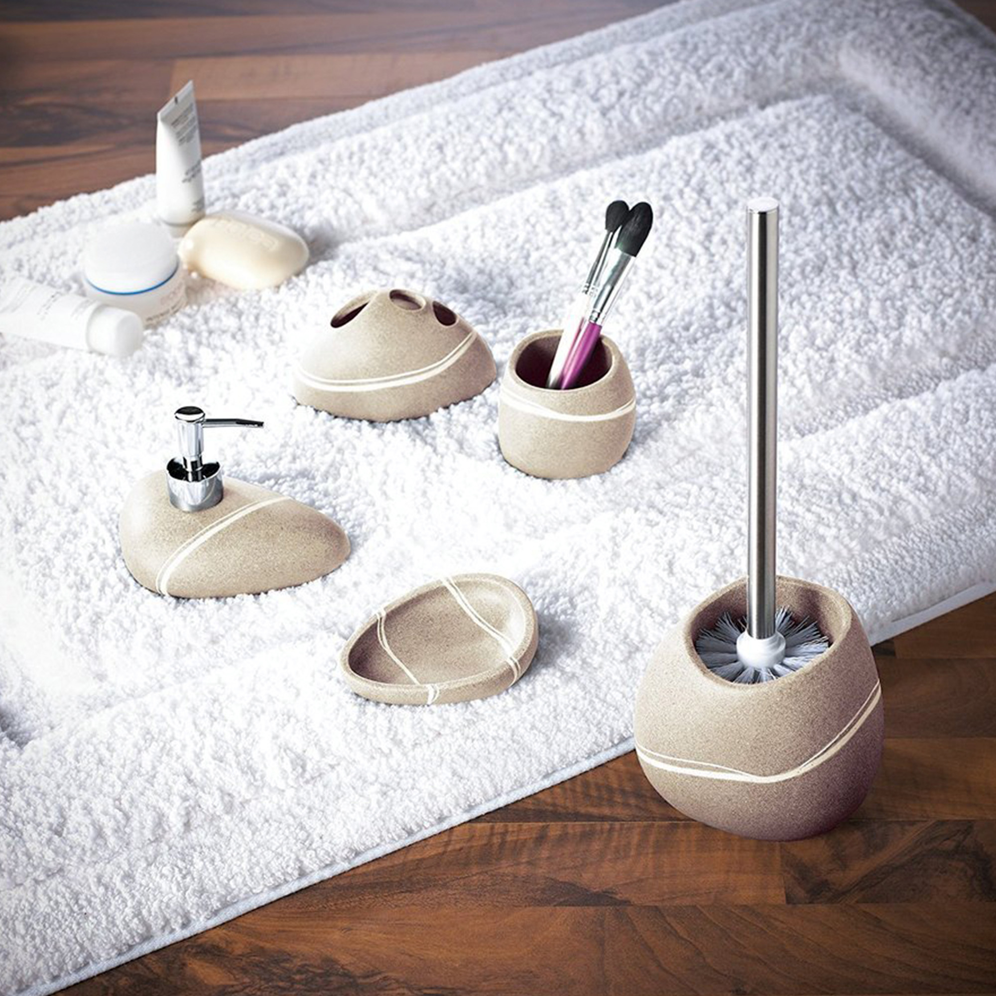 Sett med baderomstilbehør Roca Beige Matt