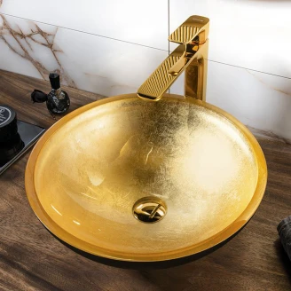 Servant <strong>Fathom</strong>  Guld, Svart Blank Rund Ø 40 cm