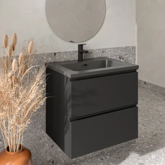 Servantskap <strong>Luna</strong>  Svart Matt 60 cm med Servant Antrasitt Matt