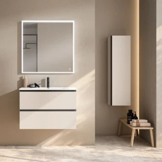 Servantskap <strong>Luna</strong>  Beige Matt 80 cm med Servant Hvit Blank