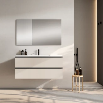 Servantskap <strong>Luna</strong>  Beige Matt 120 cm med Servant Hvit Blank