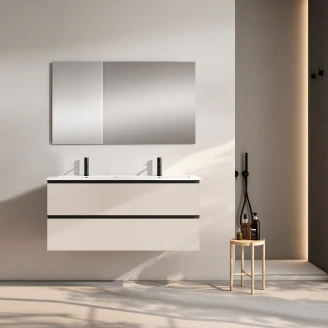 Dobbelt Servantskap <strong>Luna</strong>  Beige Matt 120 cm med Servant Hvit Blank