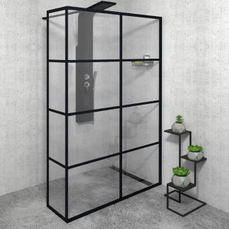 Dusjvegg Rivelle Svart Matt 8 mm 140x200 cm
