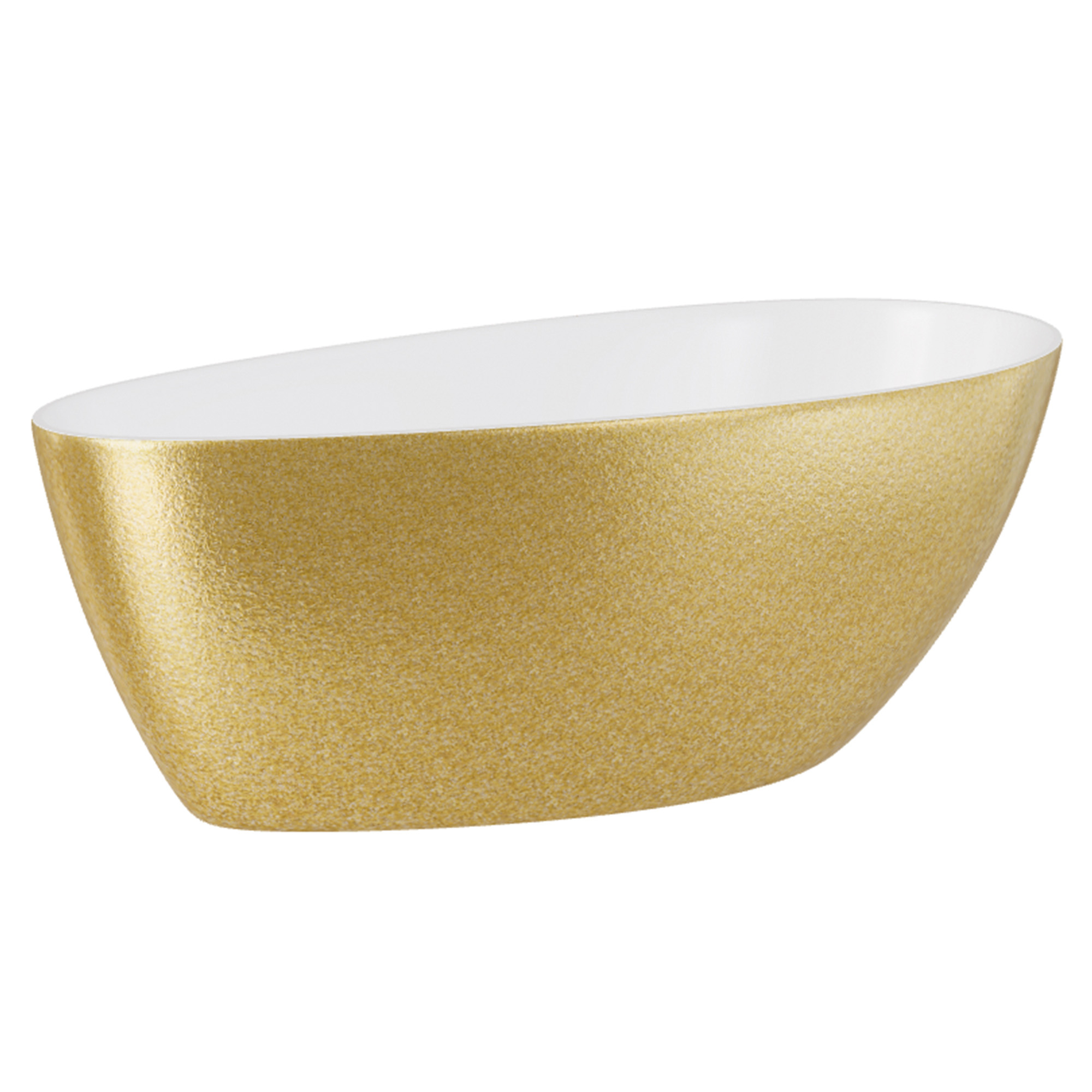Håndlaget Mineral DuraBe Mineralstøpt Badekar Verona Gull Blank 160x70 cm med Krom Pop-up Bunnventil