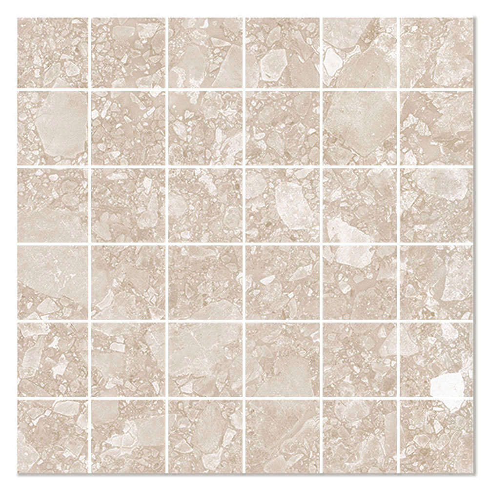 Mosaikkflis Flodsten Beige Matt 30x30 (5x5) cm