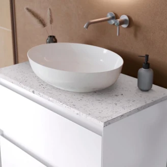 Benkeplate Bloc Terrazzo Hvit Matt 60 cm