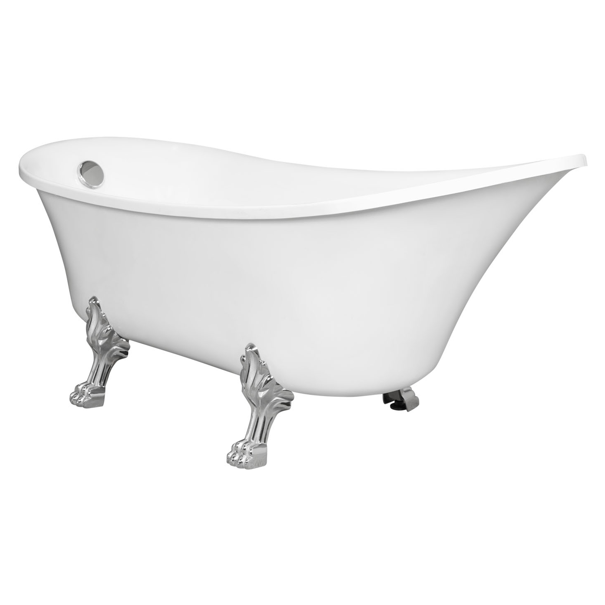 Badekar Rosemoor Hvit Blank 164 cm med Krom Løveføtter & Badekaravløp