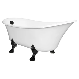 Badekar <strong>Rosemoor</strong>  Hvit Blank 164 cm med Svart Løveføtter & Badekaravløp