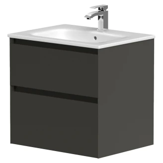 Servantskap <strong>Skift</strong>  Mørkgrå Matt 60 cm med Handfat Hvit