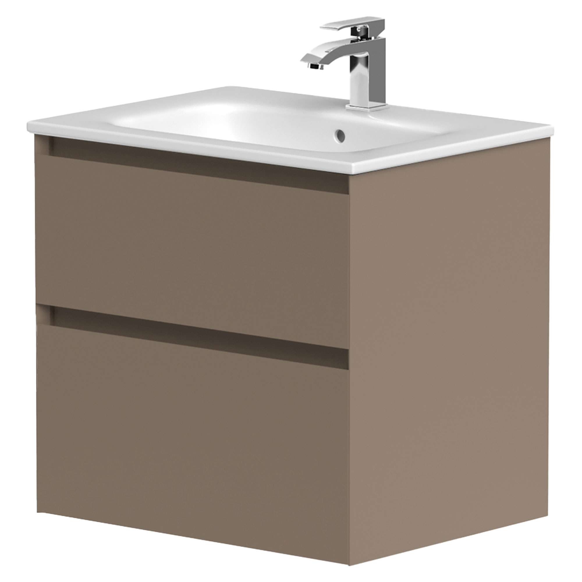 Servantskap Skift Brun Matt 60 cm med Handfat Hvit