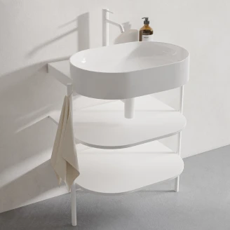 Ravak Servantskap <strong>Yard</strong> Hvit Matt 60 cm med Servant Hvit Blank & Vannlås och Bunnventil