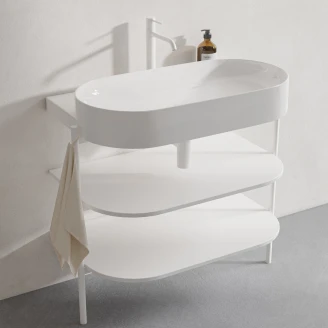 Ravak Servantskap <strong>Yard</strong>  Hvit Matt 80 cm med Servant Hvit Blank & Vannlås och Bunnventil