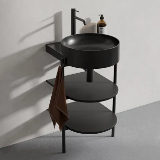 Ravak Servantskap <strong>Yard</strong>  Svart Matt 40 cm med Servant Svart Matt & Vannlås och Bunnventil