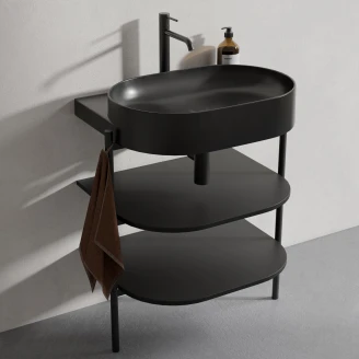 Ravak Servantskap <strong>Yard</strong> Svart Matt 60 cm med Servant Svart Matt & Vannlås och Bunnventil