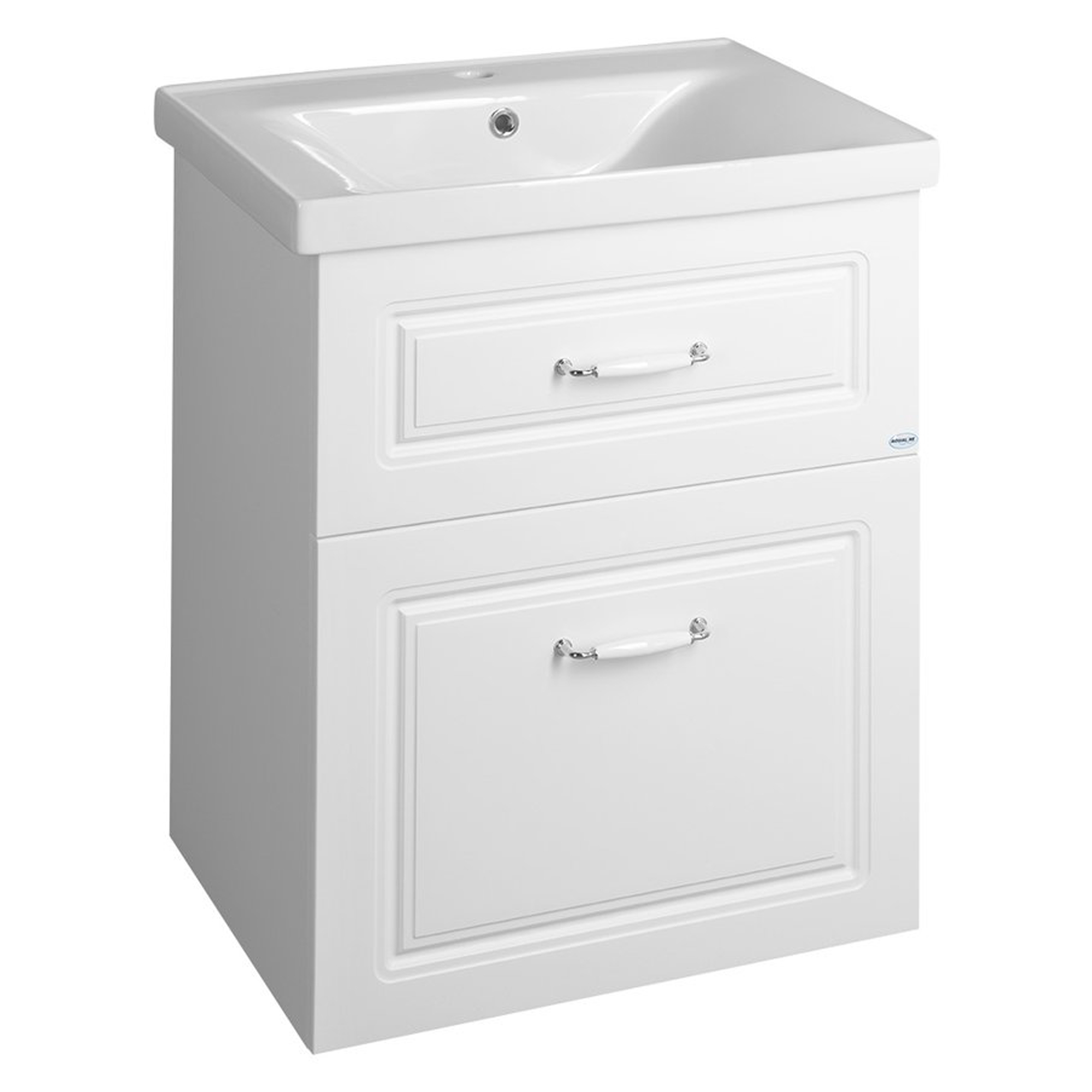 Servantskap Yorkshire Hvit 60x45 cm med Handfat Hvit Blank