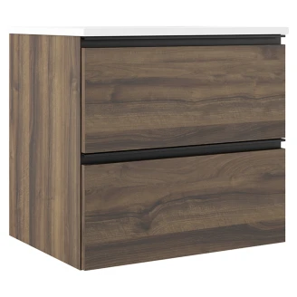 Underskab Eg <strong>Luna</strong>  Træ Mørkt Mat 60 cm med Vask Hvid Blank