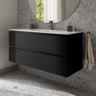 Servantskap <strong>Luna</strong>  Svart Matt 120 cm med Servant Hvit Blank