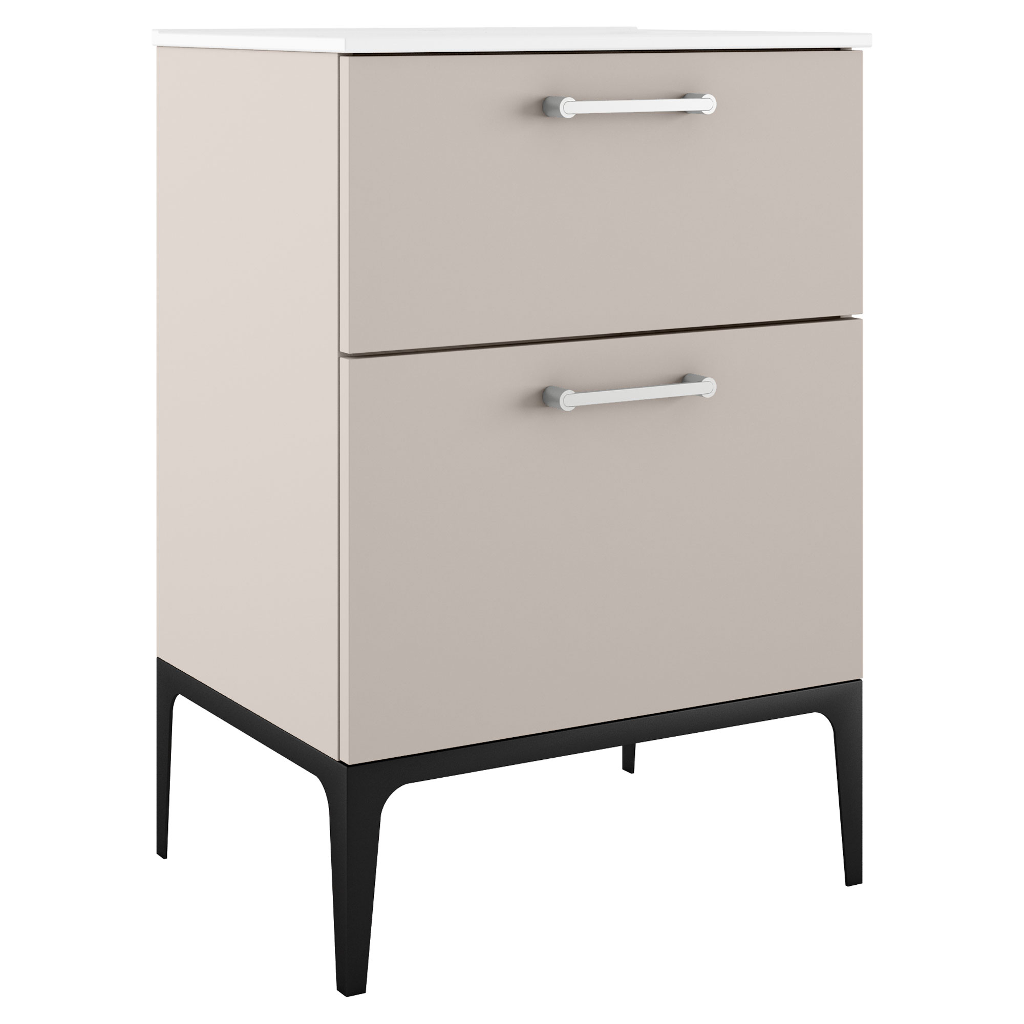 Servantskap Krom Ombra Beige 60 cm med Servant Hvit & Ben