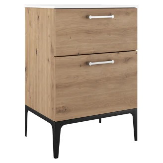 Servantskap Krom <strong>Ombra</strong>  Tre Ljus 60 cm med Servant Hvit & Ben