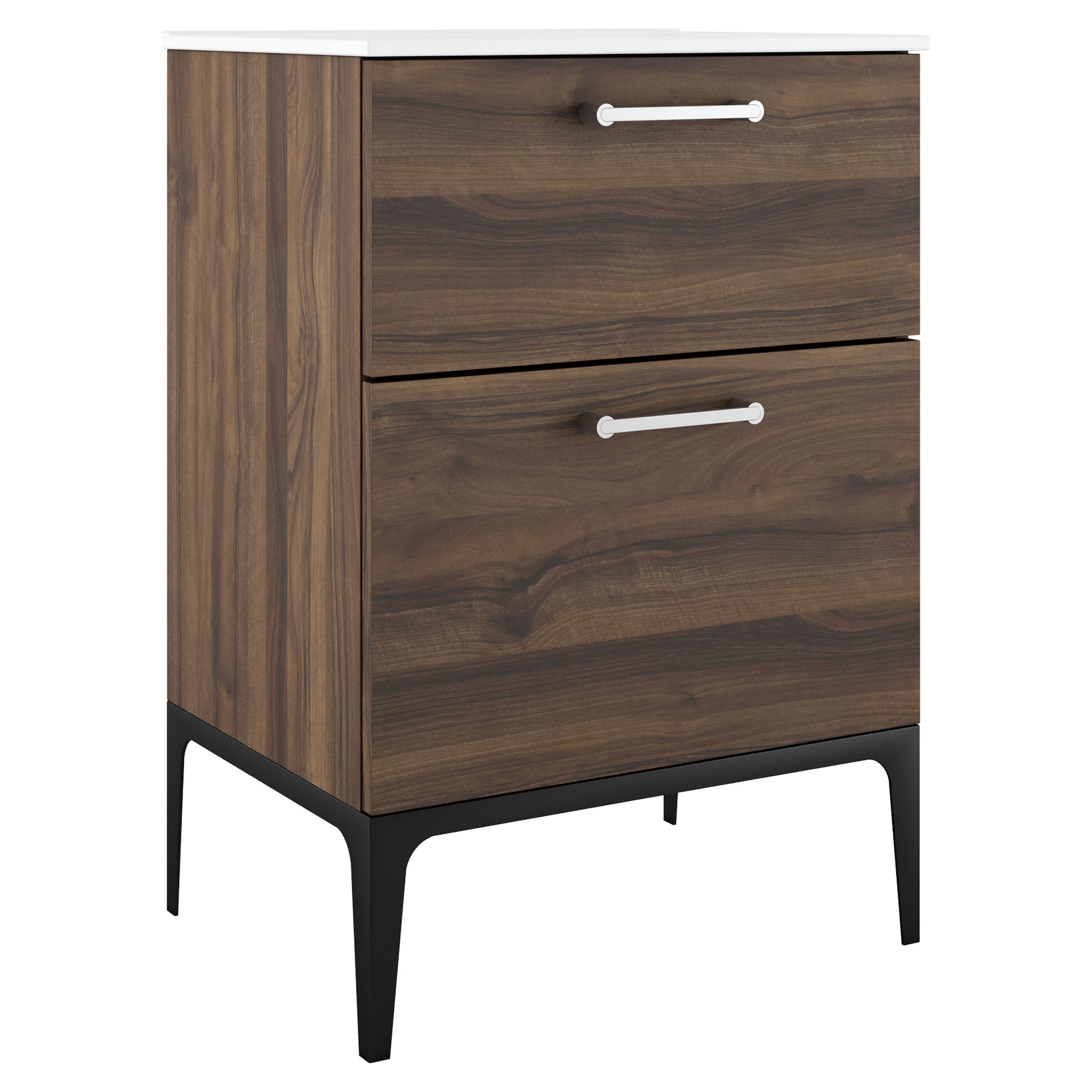 Servantskap Krom Ombra Tre Mörk 60 cm med Servant Hvit & Ben
