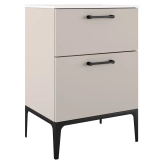 Servantskap Svart <strong>Ombra</strong>  Beige 60 cm med Servant Hvit & Ben