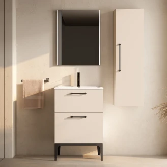 Servantskap Svart <strong>Ombra</strong>  Beige 60 cm med Servant Hvit & Ben