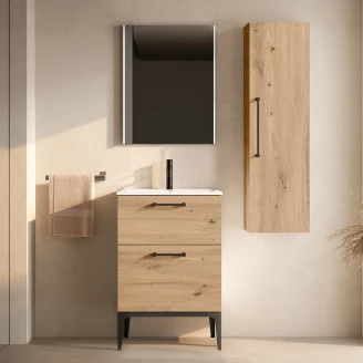 Servantskap Svart <strong>Ombra</strong>  Tre Ljus 60 cm med Servant Hvit & Ben