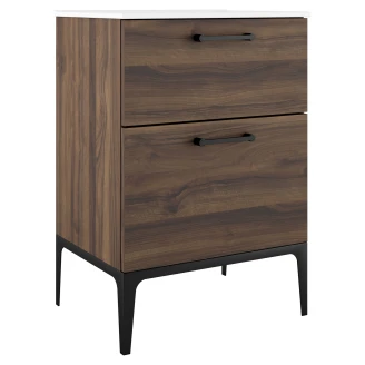 Servantskap Svart <strong>Ombra</strong>  Tre Mörk 60 cm med Servant Hvit & Ben
