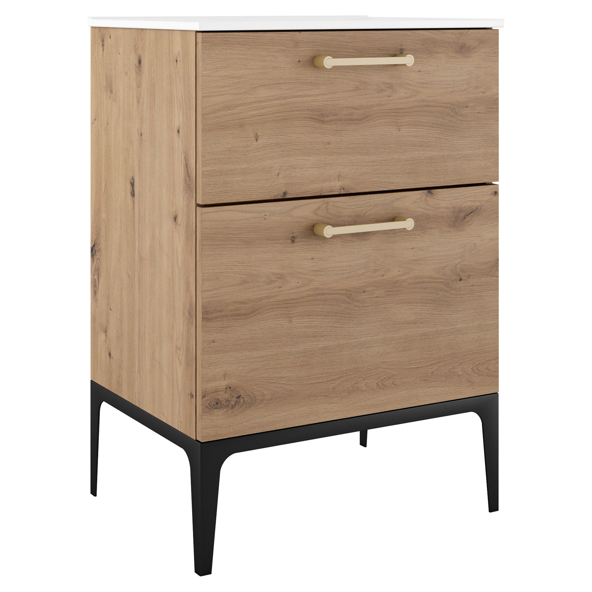 Servantskap Gull Ombra Tre Ljus 60 cm med Servant Hvit & Ben