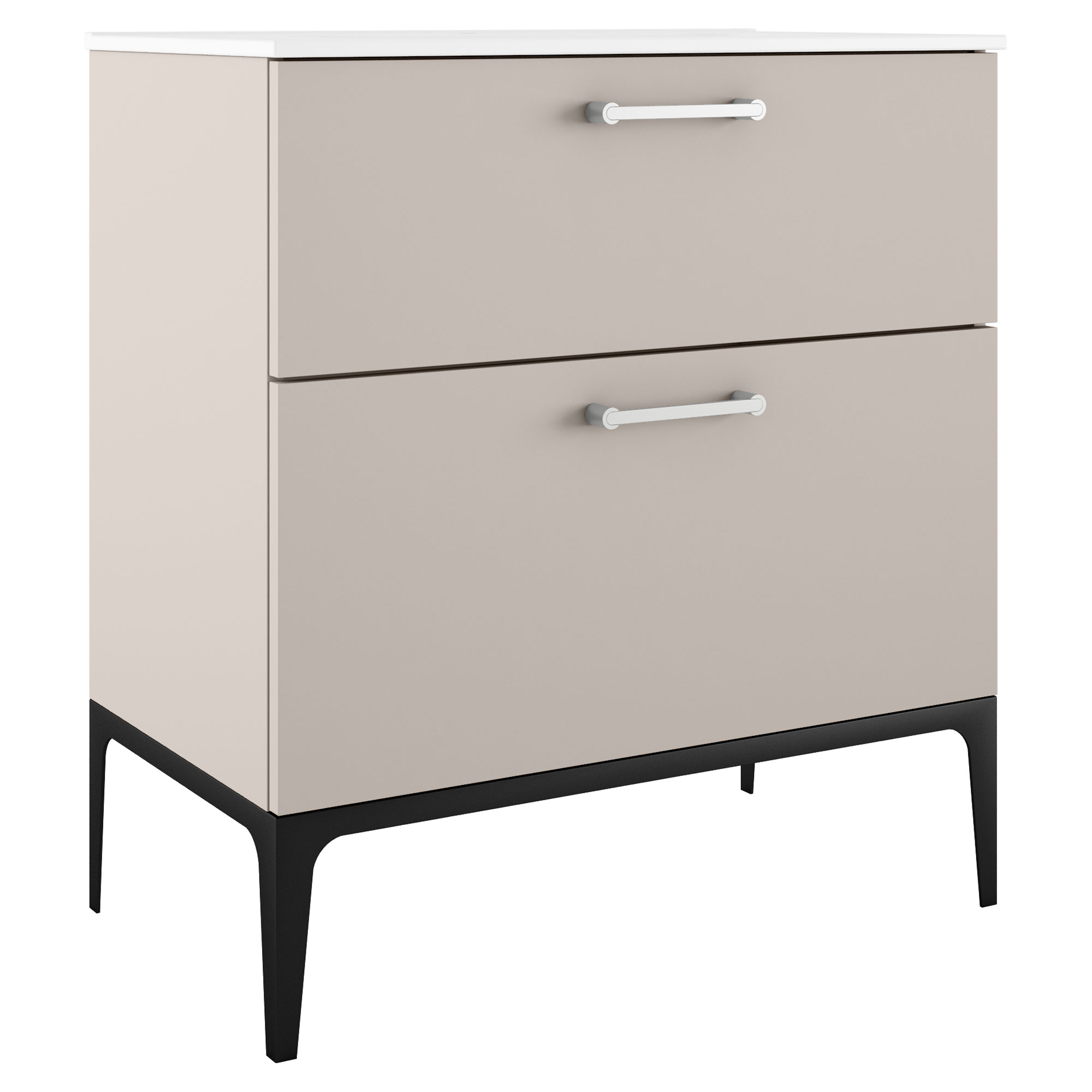 Servantskap Krom Ombra Beige 80 cm med Servant Hvit & Ben