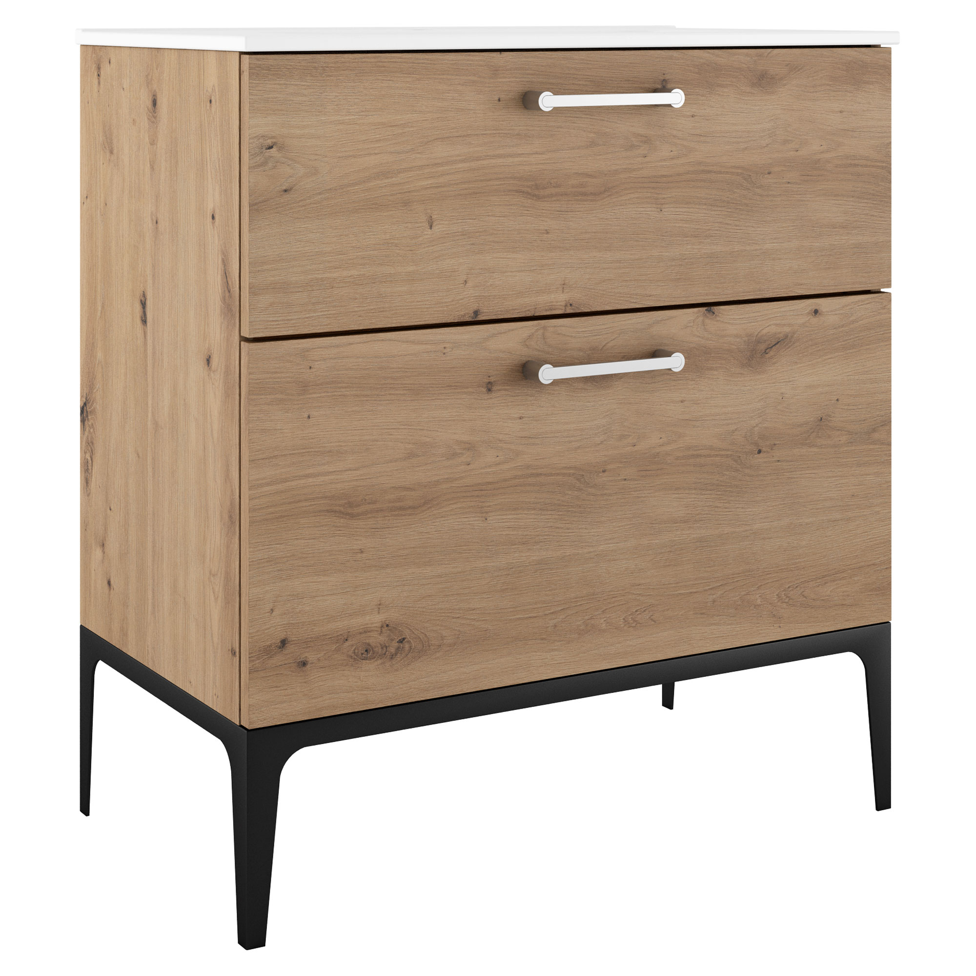 Servantskap Krom Ombra Tre Ljus 80 cm med Servant Hvit & Ben