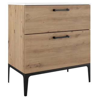 Servantskap Svart <strong>Ombra</strong>  Tre Ljus 80 cm med Servant Hvit & Ben