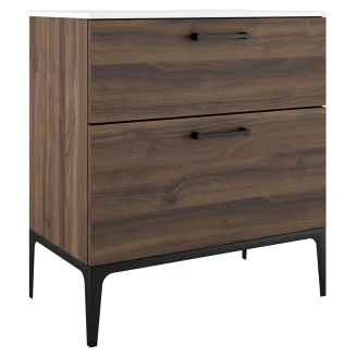 Servantskap Svart <strong>Ombra</strong>  Tre Mörk 80 cm med Servant Hvit & Ben
