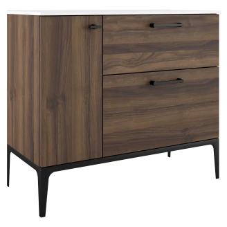 Servantskap Svart <strong>Ombra</strong>  Tre Mörk 100 cm Høyre med Servant Hvit & Ben