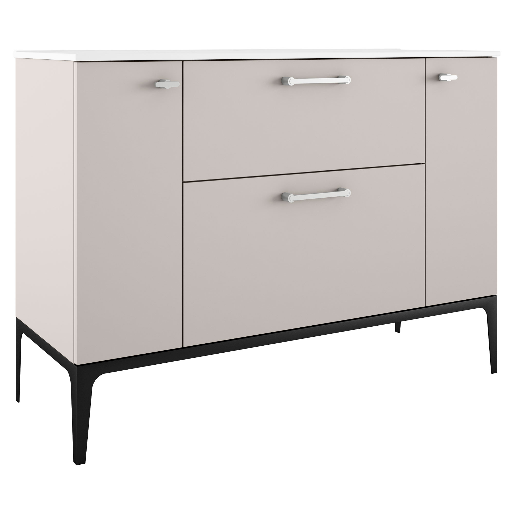 Servantskap Krom Ombra Beige 120 cm med Servant Hvit & Ben