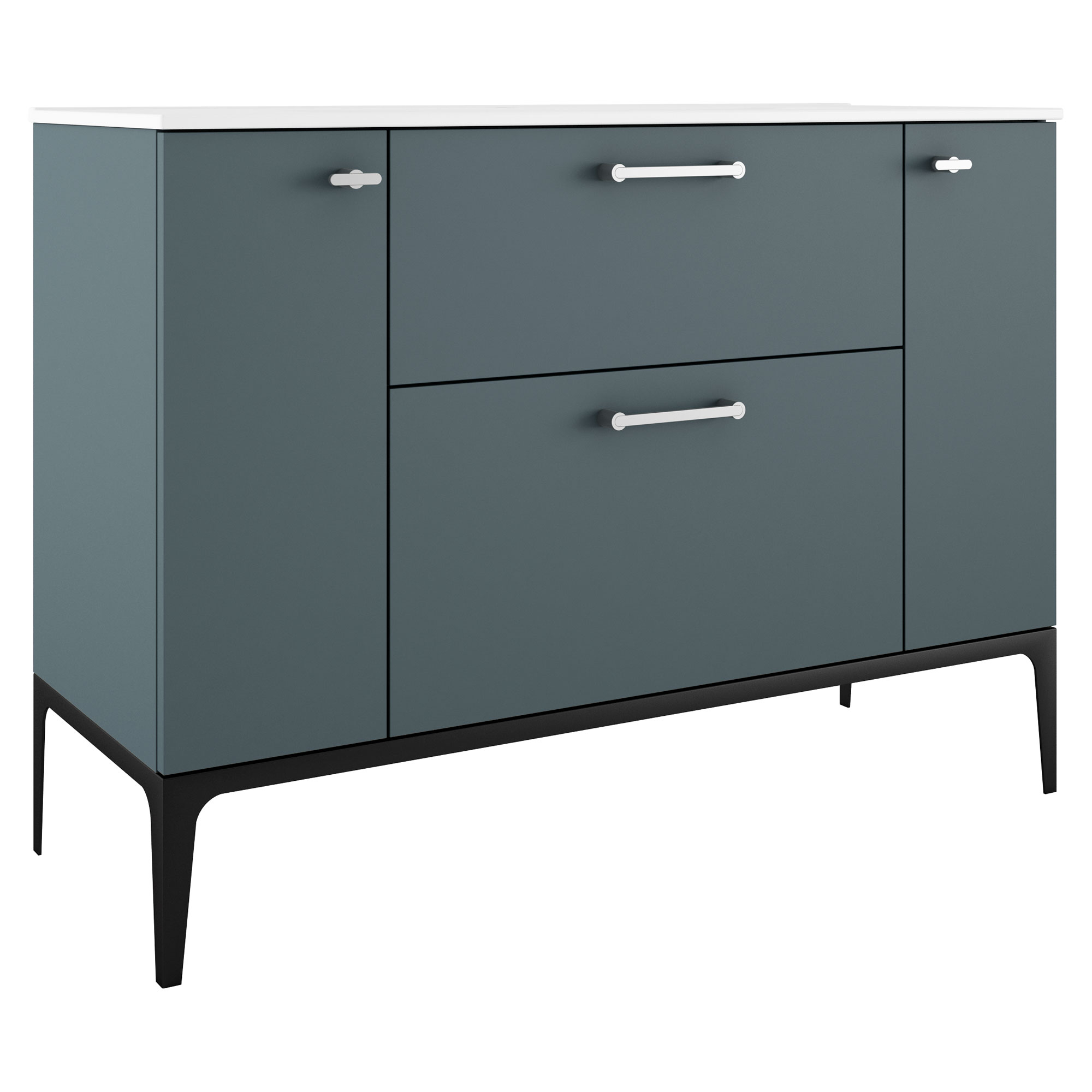 Servantskap Krom Ombra Blå 120 cm med Servant Hvit & Ben