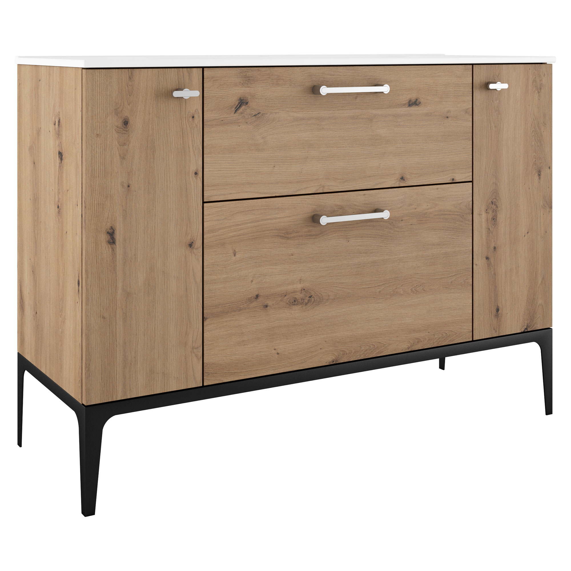 Servantskap Krom Ombra Tre Ljus 120 cm med Servant Hvit & Ben