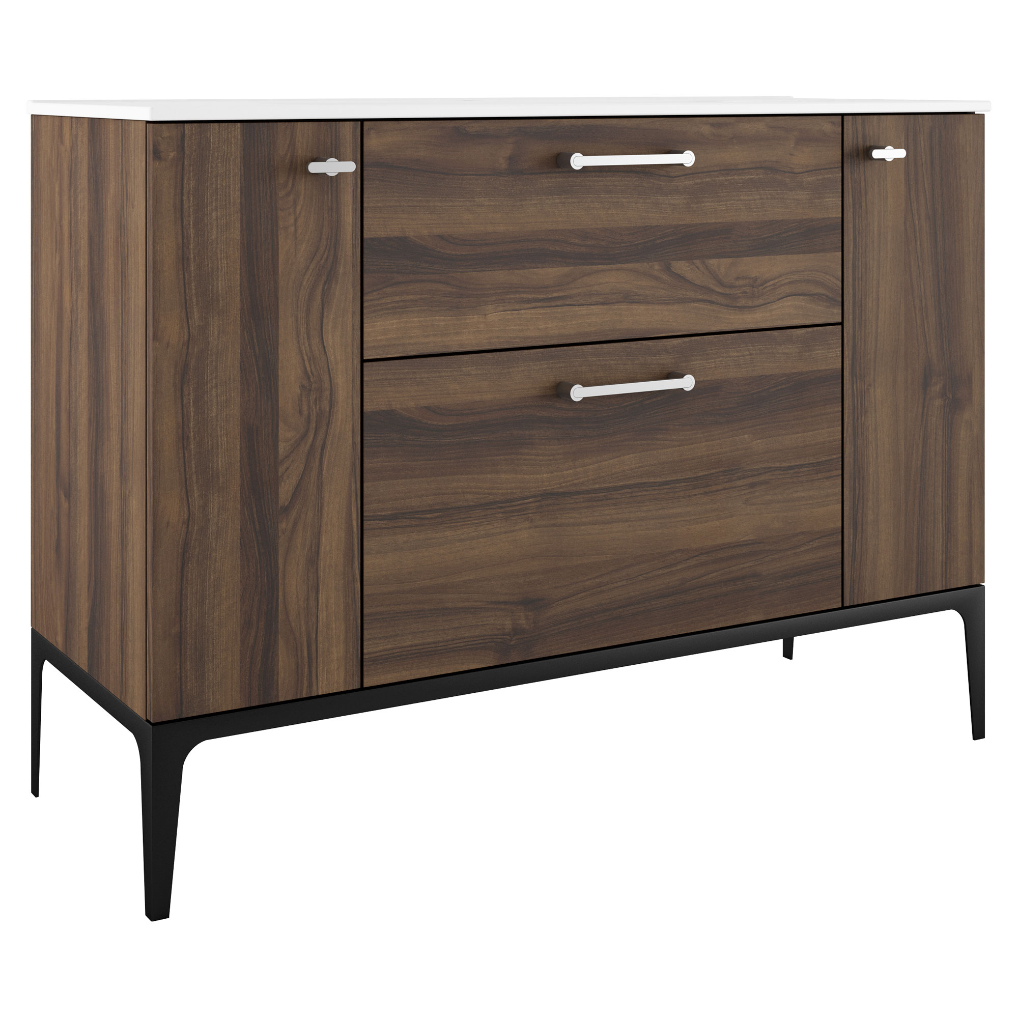 Servantskap Krom Ombra Tre Mörk 120 cm med Servant Hvit & Ben
