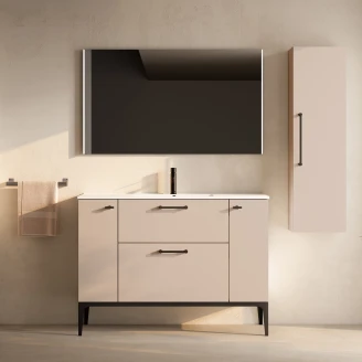 Servantskap Svart <strong>Ombra</strong>  Beige 120 cm med Servant Hvit & Ben