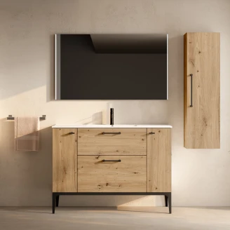 Servantskap Svart <strong>Ombra</strong>  Tre Ljus 120 cm med Servant Hvit & Ben