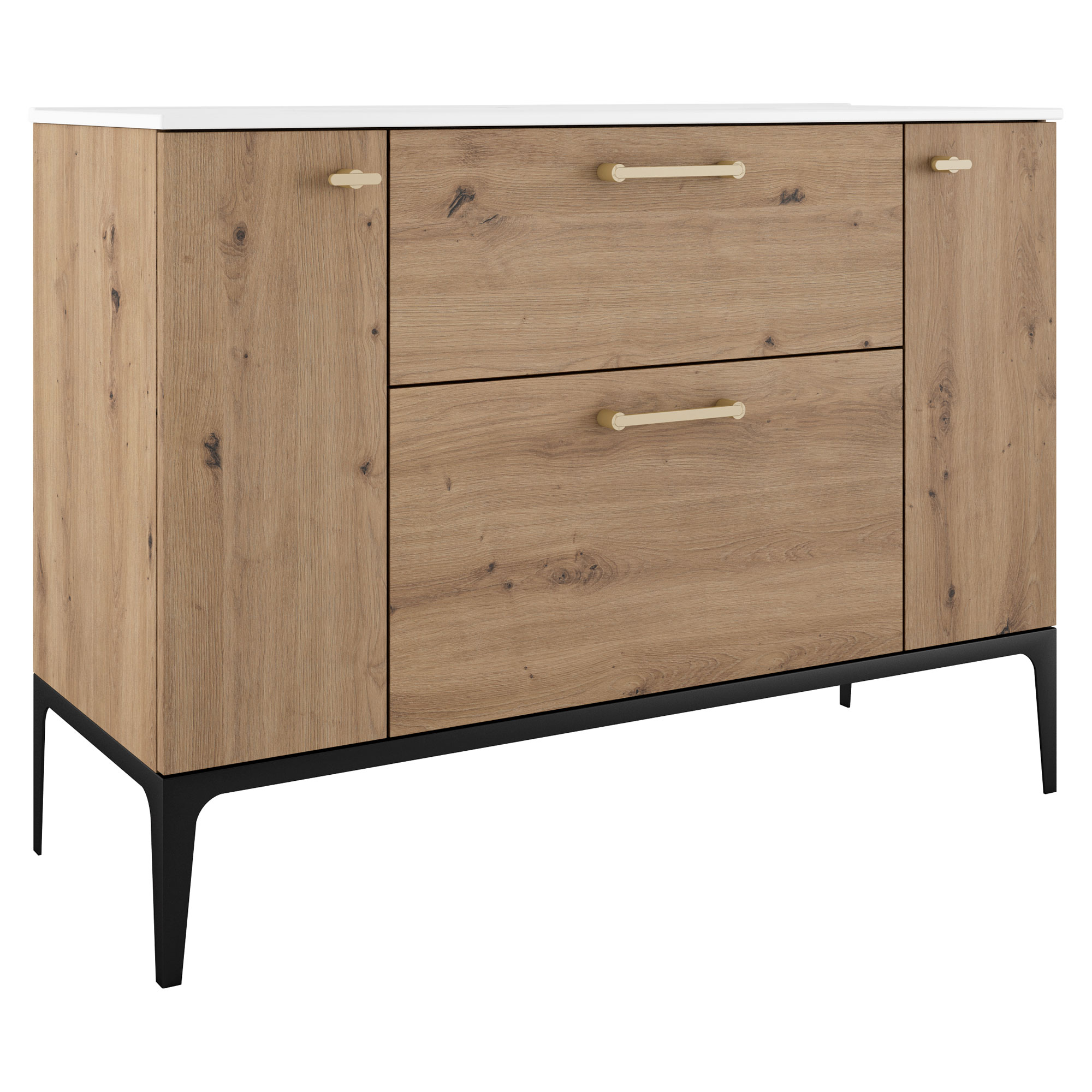 Servantskap Gull Ombra Tre Ljus 120 cm med Servant Hvit & Ben
