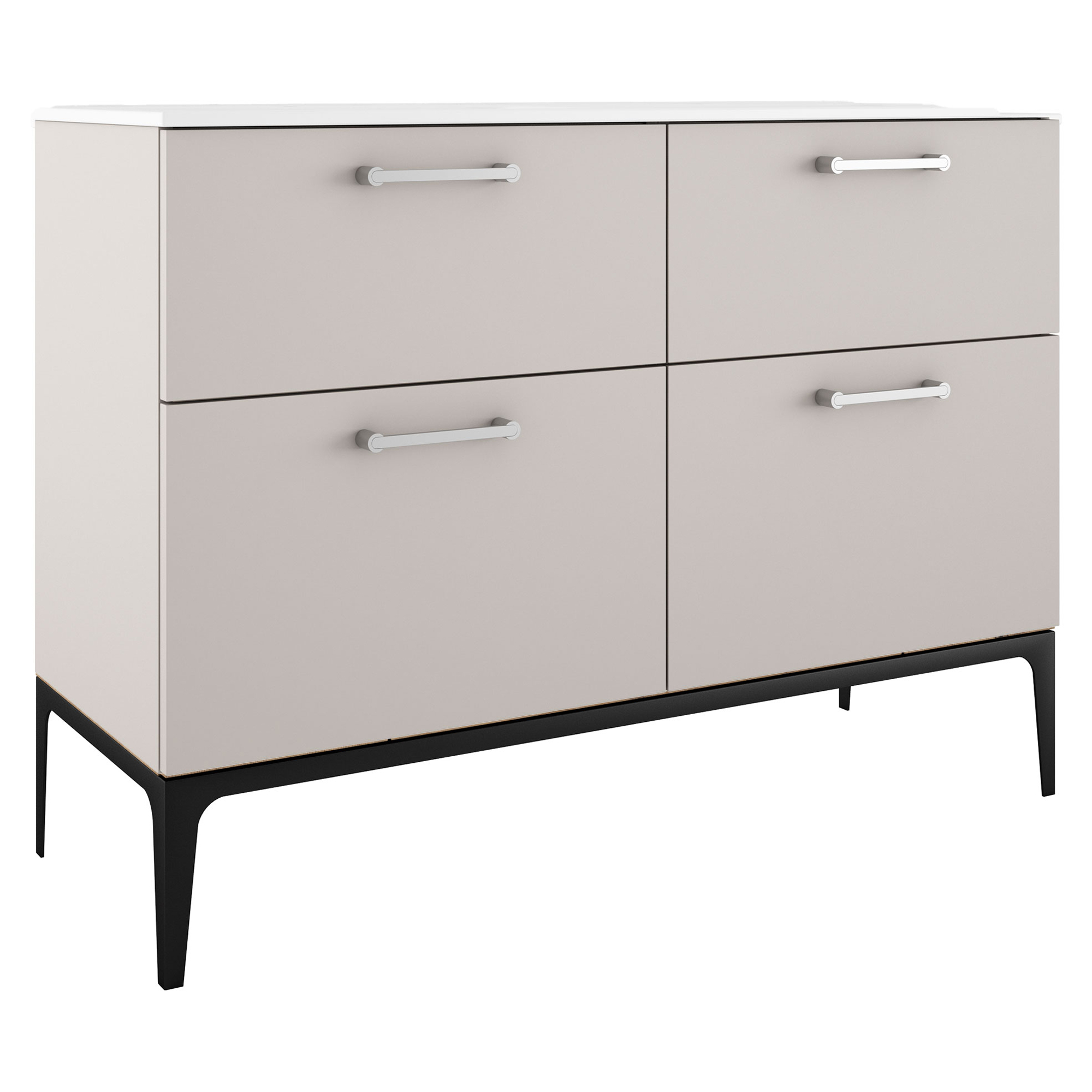 Dobbelt Servantskap Krom Ombra Beige 120 cm med Servant Hvit & Ben