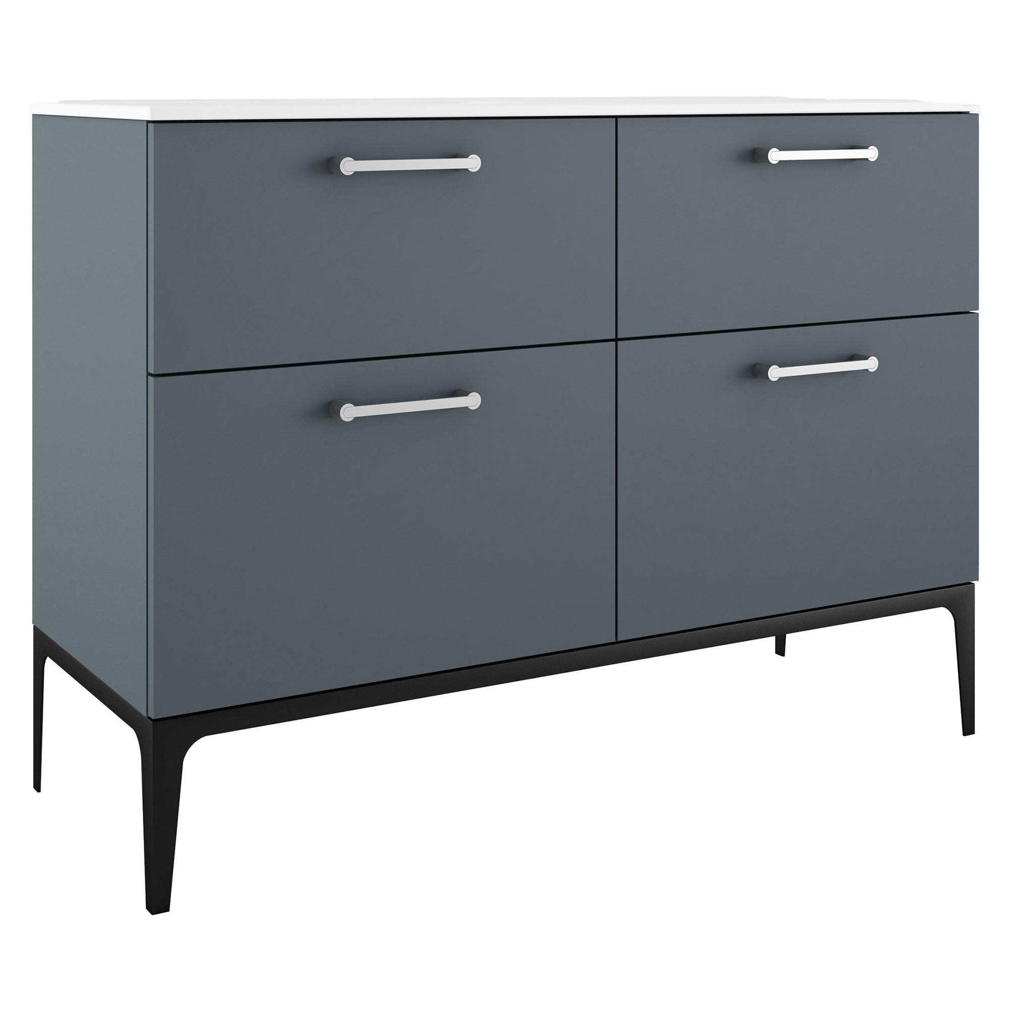 Dobbelt Servantskap Krom Ombra Blå 120 cm med Servant Hvit & Ben