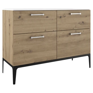 Dobbelt Servantskap Krom <strong>Ombra</strong>  Tre Ljus 120 cm med Servant Hvit & Ben