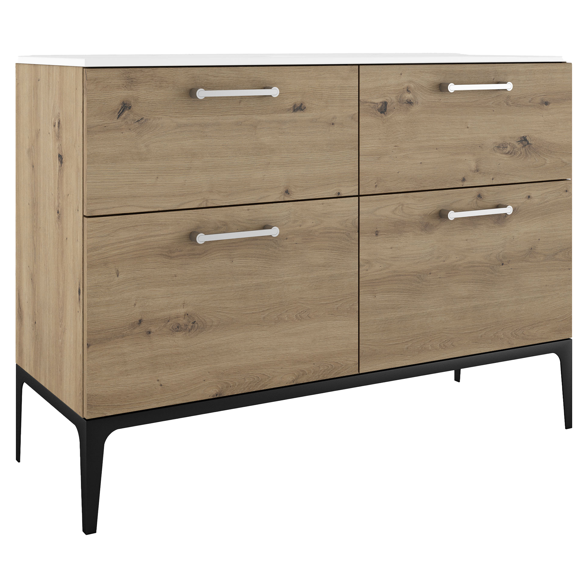 Dobbelt Servantskap Krom Ombra Tre Ljus 120 cm med Servant Hvit & Ben