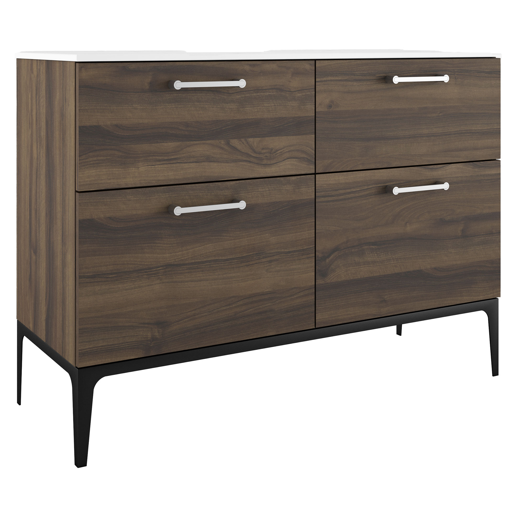 Dobbelt Servantskap Krom Ombra Tre Mörk 120 cm med Servant Hvit & Ben