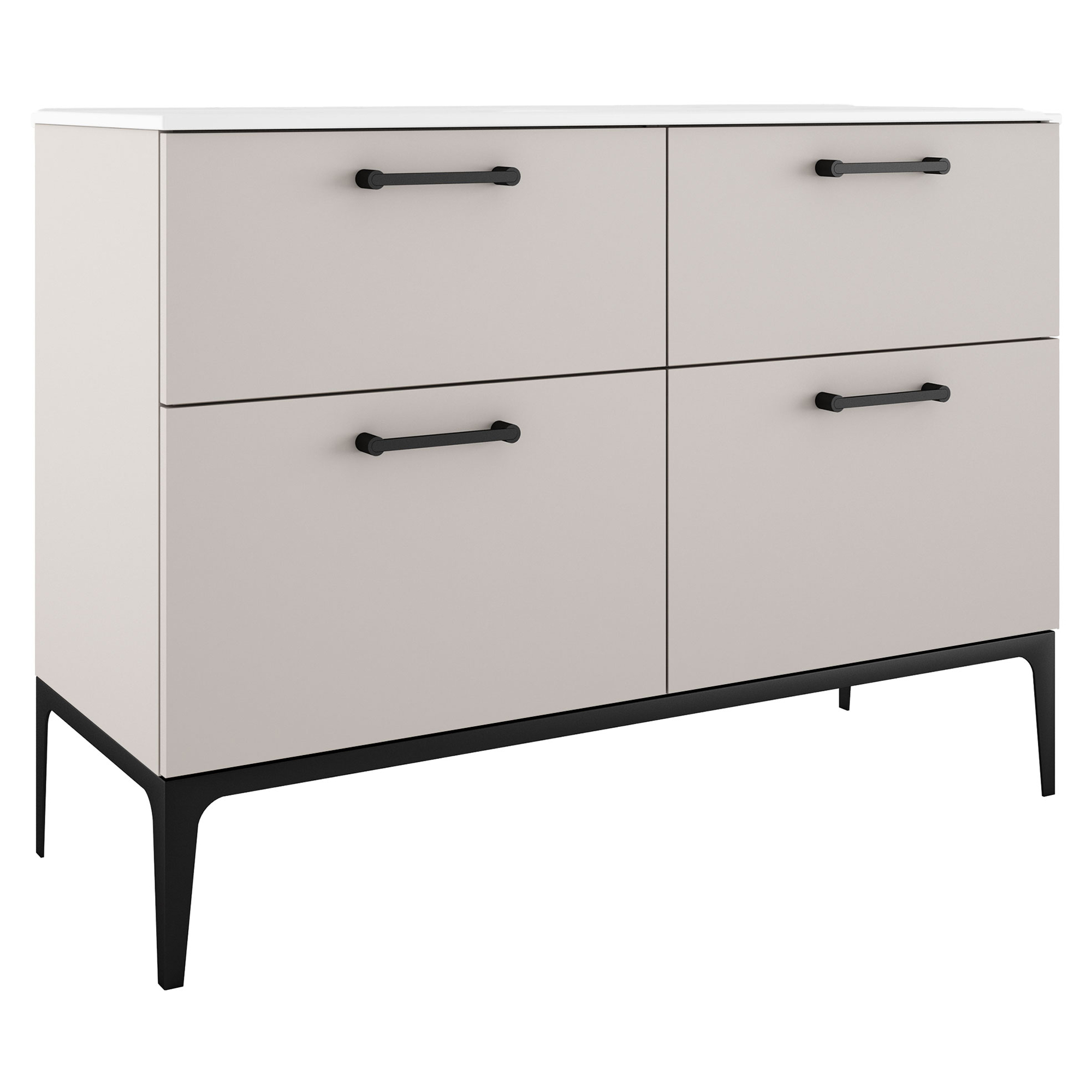 Dobbelt Servantskap Svart Ombra Beige 120 cm med Servant Hvit & Ben