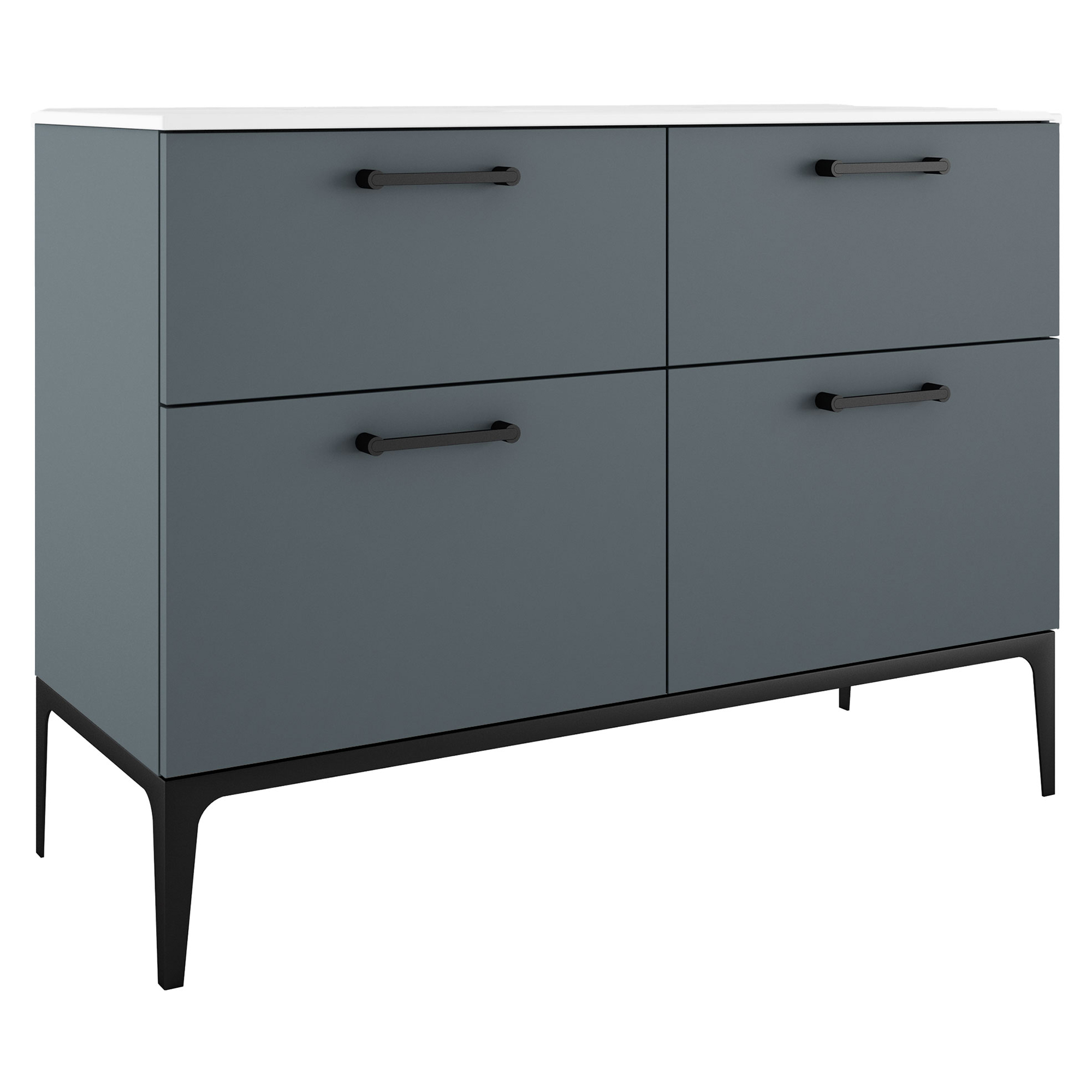 Dobbelt Servantskap Svart Ombra Blå 120 cm med Servant Hvit & Ben