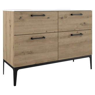 Dobbelt Servantskap Svart <strong>Ombra</strong>  Tre Ljus 120 cm med Servant Hvit & Ben